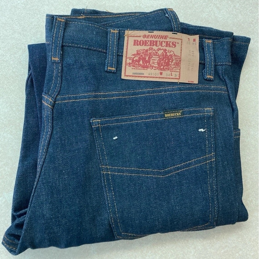 Sears Genuine Roebucks Raw Denim Jeans Made in USA 34x31 New Old Stock 49101 VTG